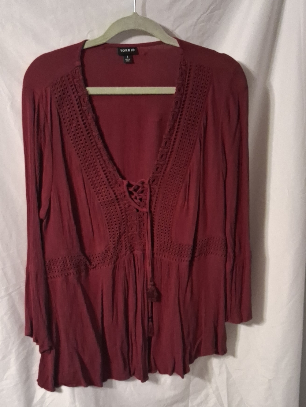 torrid Wine Crochet-Trim Peasant Tunic